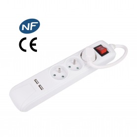 Bloc blanc 3 prises + interrupteur + 2 ports USB FNBKU03 WHITE de la marque Pullman