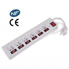 Multiprises blanche 6 prises avec interrupteurs indépendants FNB6KS06 WHITE de Pullman