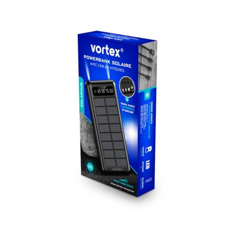 Batterie externe solaire avec câbles intégrés SOLARHUB BLACK 10 de la marque Vortex