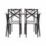 COUNTRY TABLE + 4 CHAISE - EN MDF FINITION PVC - COULEUR GRIS ET NOIR HT20C205