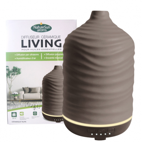 DIFFUSEUR D'HUILES ESSENTIELLES LIVING CÉRAMIQUE GRIS TAUPE NATUR'SUN AROMS