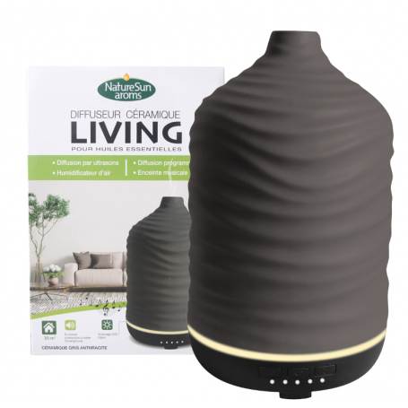 DIFFUSEUR D'HUILES ESSENTIELLES LIVING CÉRAMIQUE GRIS ANTHRACITE NATUR'SUN AROMS