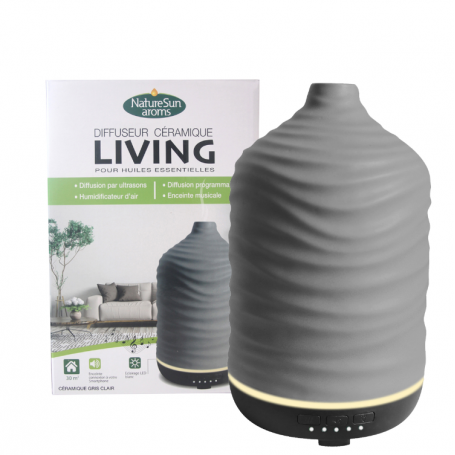 DIFFUSEUR D'HUILES ESSENTIELLES LIVING CÉRAMIQUE GRIS CLAIR - NATUR'SUN AROMS