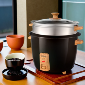 CUISEUR À RIZ 1.8L AVEC PANIER VAPEUR – JAPAN X WOOD BLACK KITCHENCOOK