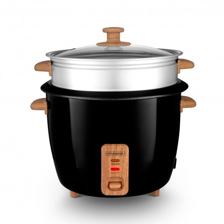 CUISEUR À RIZ 1.8L AVEC PANIER VAPEUR – JAPAN X WOOD BLACK KITCHENCOOK