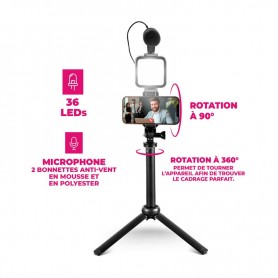Trépied vlog et livestream avec LED et microphone VLOG 100 Wi Light